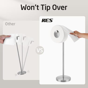 Stainless Steel Freestanding Toilet Paper Holder - Brushed Finish, SUS304, 66cm Height