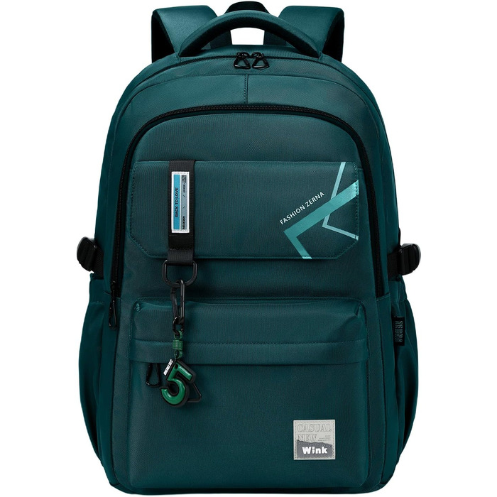 Шкільний рюкзак для хлопчиків та дівчаток-підлітків, 8-14 років. Великий рюкзак для школи, буденний та для подарунків. (Темно-зелений)