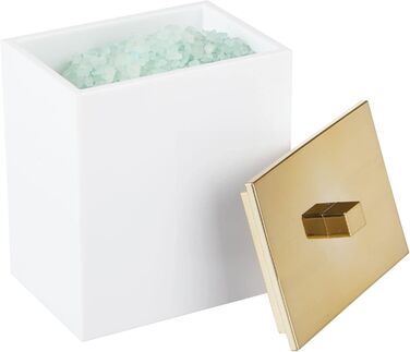 Набір ватних дисків та контейнер для ватних паличок mDesign - сучасне скло для зберігання з кришкою, аксесуар для ванної кімнати, пластик, прозорий/рожеве золото