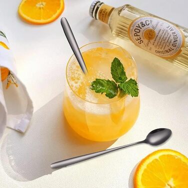 Набір ложок для лате макіато, 6 шт., 19.8 см, нержавіюча сталь. Підходить для кави, коктейлів, десертів