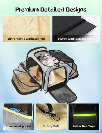 Транспортна сумка для тварин: переноска для котів та собак, сіра/світло-блакитна