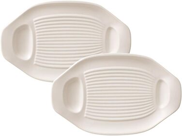 Villeroy & Boch and Boch BBQ Passion Grill Pan with Handle, Premium Porcelain, White 1041897529 Grill Pan with Handle (for grilled vegetables, 33 x 22 x 6 cm)