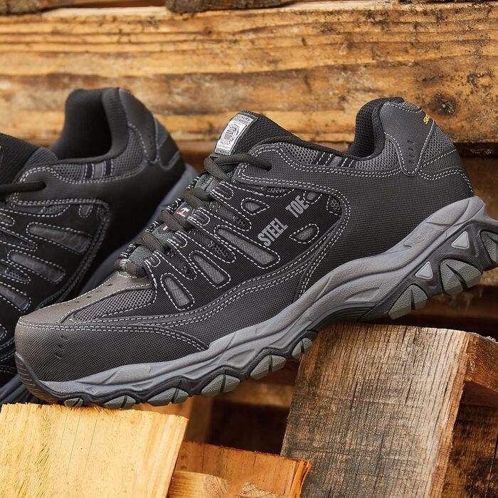 Чоловічі робочі черевики Skechers Cankton Ebbitt з металевим підноском, чорні та антрацитові