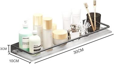 Acrylic Bathroom Shelf with Adhesive Wall Mount, 30 cm, Shower Shelf for Bathroom