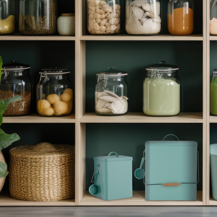 Relaxdays Turquoise Feed Box - Set of 2