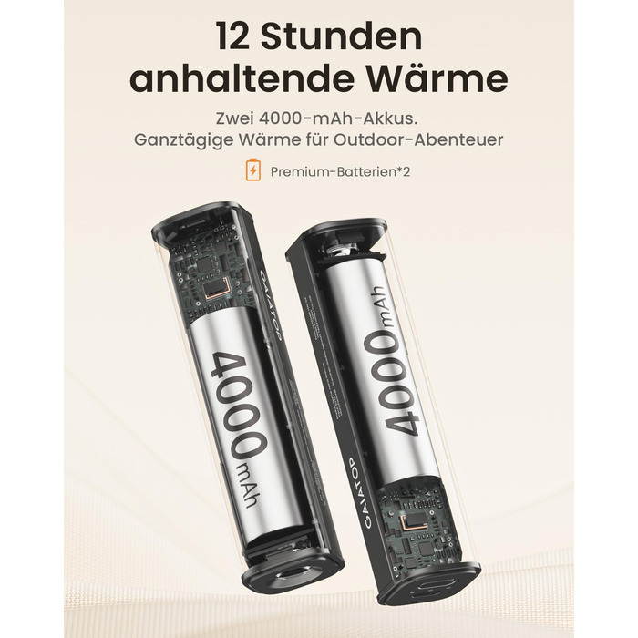 Електричний грієчка для рук Gaiatop 8000mAh з LED-ліхтариком, 2 шт. Магнітний, 3 температури, швидкий нагрів, для жінок, сім'ї, активного відпочинку, чорний
