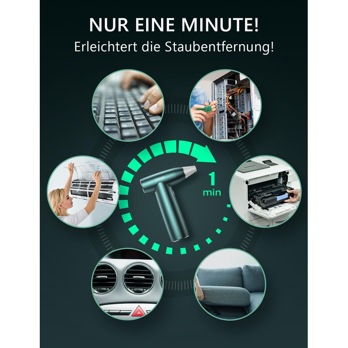 Електричний пилосос для пилу 150000 RPM - компресований повітряний пилозбірник з потужним безщітковим двигуном, елегантний металевий корпус