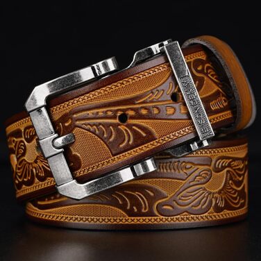 Чоловічий шкіряний ремінь BISON DENIM з класичною пряжкою, міцний, для джинсів, довжина 110 см, підходить для талії 33'-36'