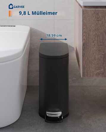 Набір металевих сміттєвих відер GarveeHome (50л + 10л), кухонне відро зі сталі з педаллю та кришкою, чорне