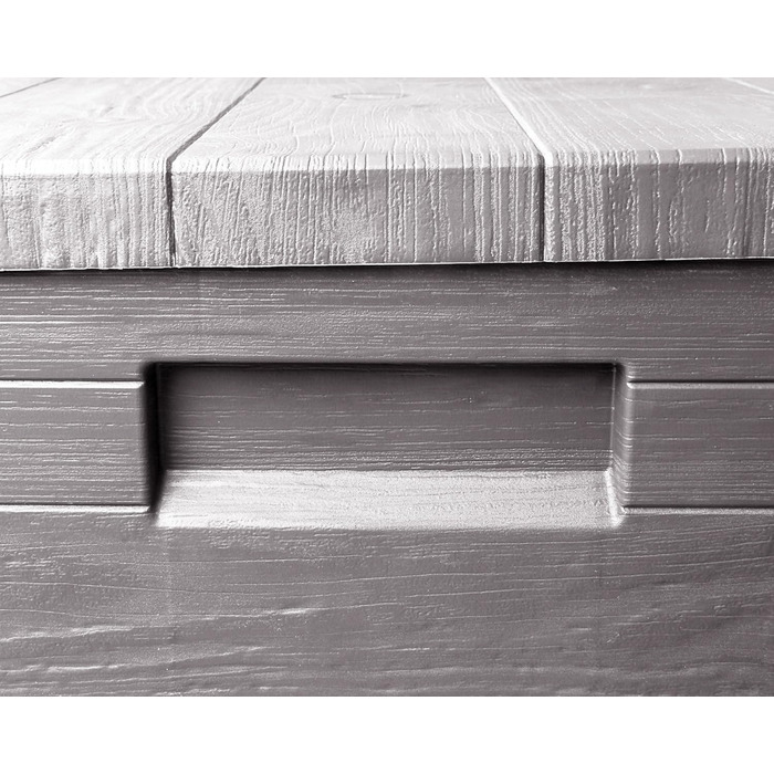 Скриня для зберігання Ondis24 Madera Mini 90 л, дерев'яна текстура, з можливістю замикання, теплий сірий колір, бокс для подушок