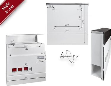 Поштовий ящик з нержавіючої сталі з оглядовим вікном та табличкою для імені, з відділенням для газет, замком (2 ключі), настінний, RAL 7016 (сірий), великий (XXL), білий