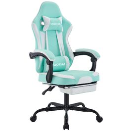 Ігрове крісло Gaming Chair з підніжкою та ергономічною підтримкою попереку, регульований нахил спинки 90-135°, офісне крісло (Greenwhite)