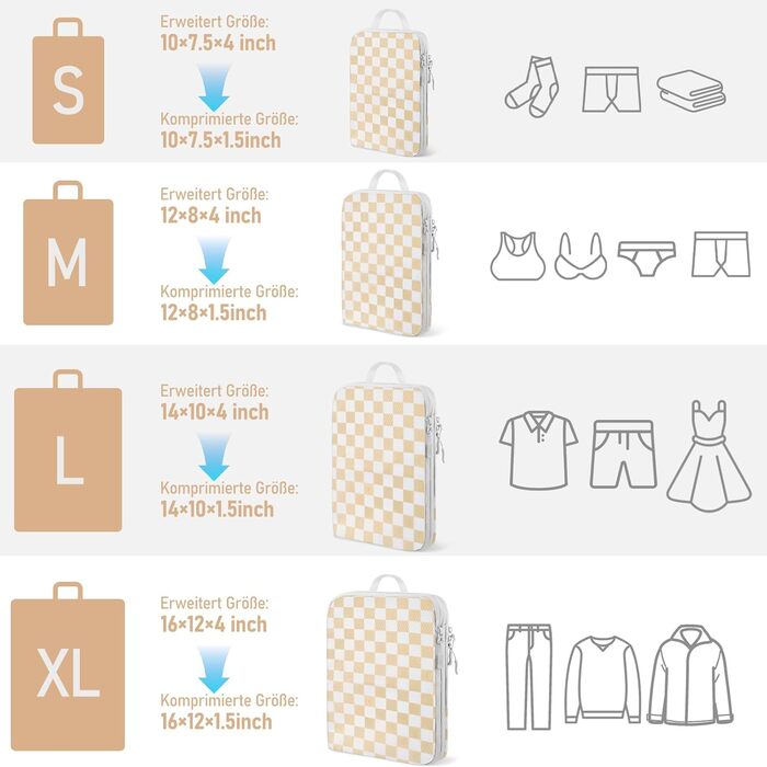 Органайзер для валізи та рюкзака Kompression: набір кубів для пакування, аксесуари для подорожей