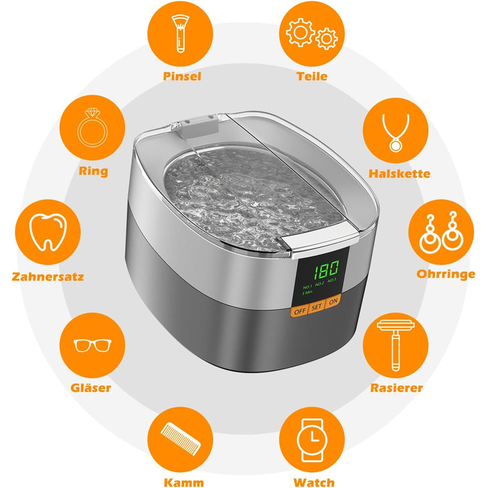 Ультразвукова мийка KECOOLKE для прикрас, ювелірних виробів, монет та годинників з цифровим таймером