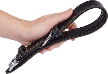 Нашийник для собак з м'якої шкіри, міцний та довговічний. Підходить для собак маленьких, середніх та великих порід. Матеріал: шкіра. Розміри: S (28-36 см), M (33-42 см). Колір: чорний