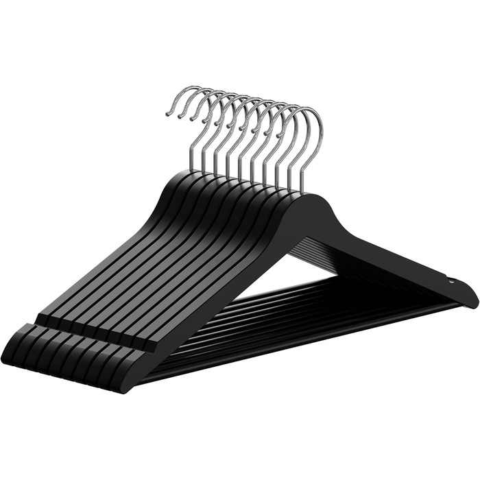 Плечики для одягу OGIVO з дерева, набір 10 шт. – обертовий гачок 360°, витончені вирізи на плечах, натуральне дерево (бук, береза, сосна, верба)