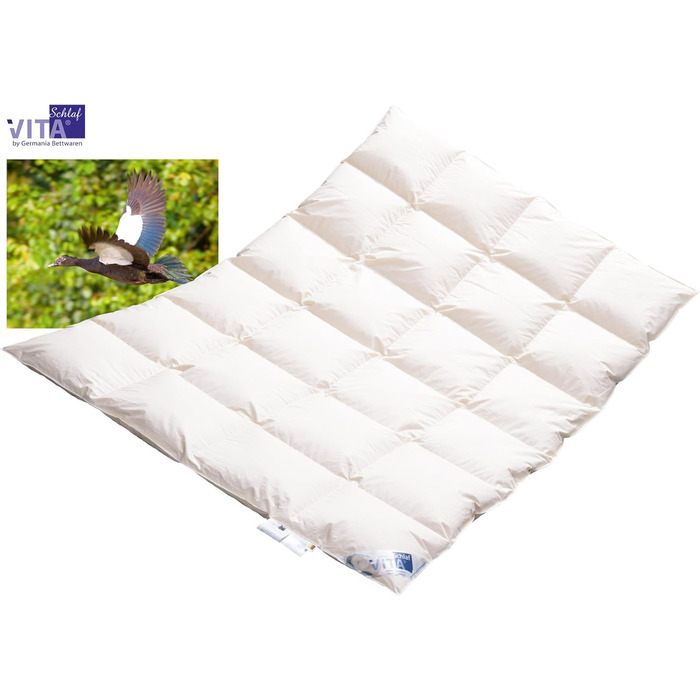 Пухова ковдра VitaSchlaf W6 MEGA WARM з дикої качки, преміум-якість, 220x240 см, вироблено в Німеччині