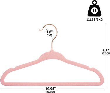 Дитячі плечики для одягу ManGotree з рожево-золотими гачками, 28 см, для дітей, обертаються на 360°, ультратонкі, антислиз, 15 шт. (світло-рожевий)