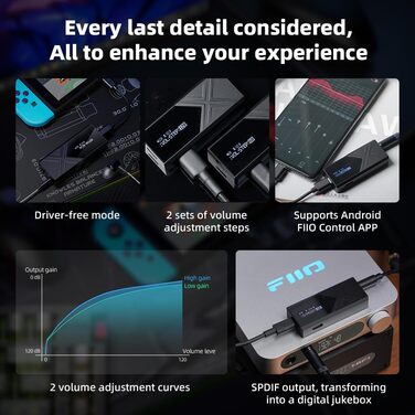 FiiO KA17 Портативний USB DAC Аудіо Hi-Fi Декодер, Dual ES9069Q PCM768 DSD512 3,5/4,4 мм Вихід для Android iOS Mac Win10 (Чорний)