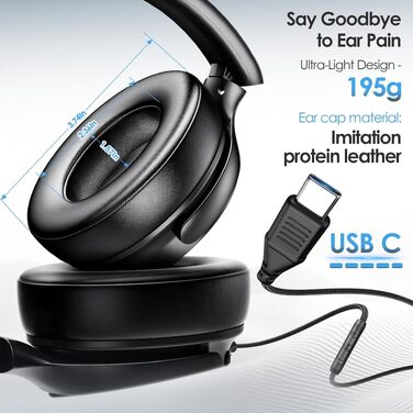 Навушники INFURTURE Over-Ear з USB-C, з активним шумозаглушенням (Noise Cancelling), дротові, чорні