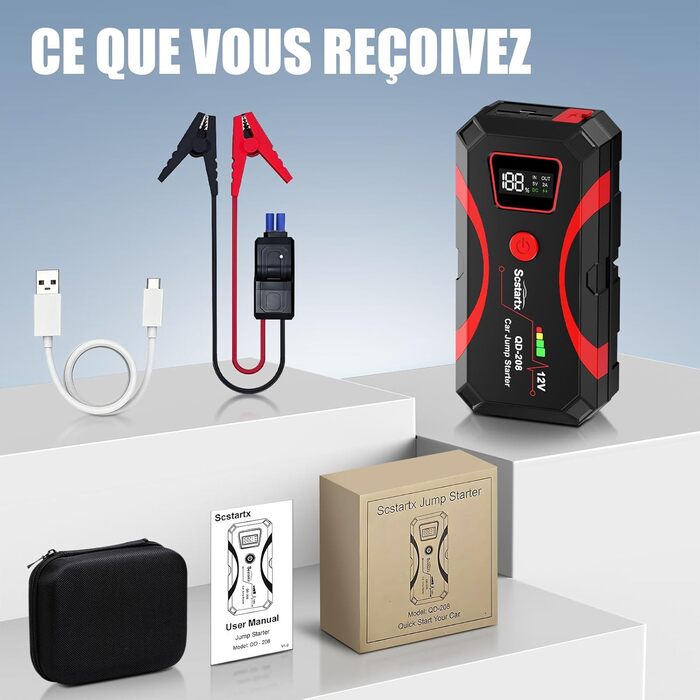 Powerbank для авто Starthilfe 2000A, 12V, з LCD екраном та LED ліхтариком, для бензинових та дизельних двигунів (до 7L/4L)