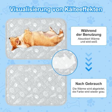 Кühlmatte для собак та котів MH MYLUNE HOME: термохромна, самоохолоджувальна, неслизька, водопоглинаюча, портативна, 100 x 70 см, сіра