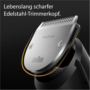 Триммер для бороди Braun Series 9 BT9440: професійний набір 11 в 1, акумуляторний, водонепроникний, 40 налаштувань довжини, хромований