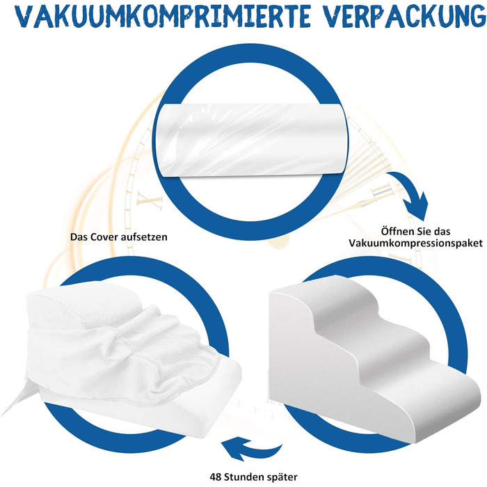 Dog stairs, dog stairs for small dogs, waterproof dog stairs 40 cm high, injury prevention, high-quality sponge cat stairs, non-slip, washable dog ramp for sofa, bed, car (3-step dog stairs, White)
