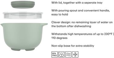 Миска з кришкою Mepal Chef it 3000 мл, антиковзке дно, для мікрохвильової печі та посудомийки, термостійка до 110°C, крейдяний колір