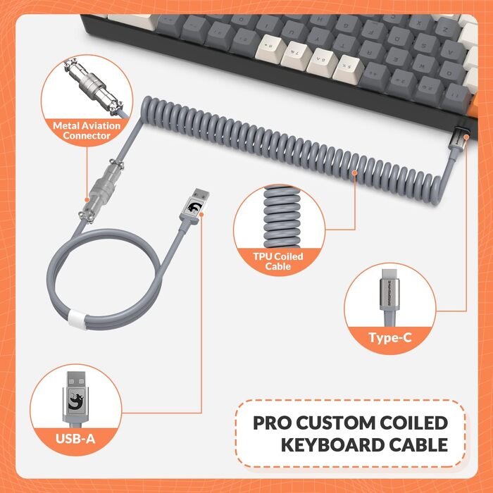 Ігровий комплект YINDIAO T8: механічна клавіатура 68 клавіш TKL + миша з RGB підсвічуванням, USB-C, 6400 DPI, для PC/PS5, сірий