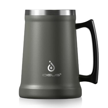 Термокружка для пива Ideus® з нержавіючої сталі, 710 мл, 24oz, сіра - ідеальна для Октоберфесту