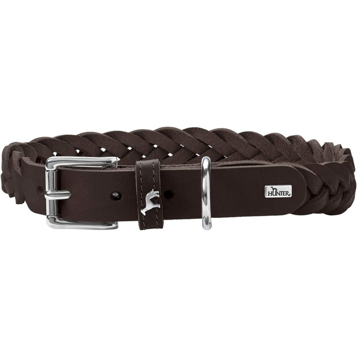 Нашийник для собак Hunter Solid Education, шкіряний, ручної роботи, темно-коричневий, розмір S-M