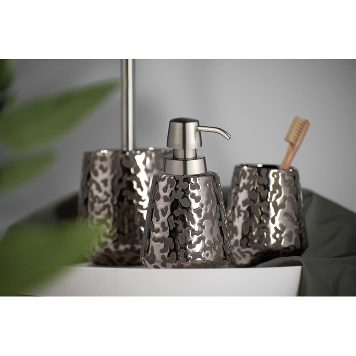 Набір для ванної кімнати WENKO Burgos з кераміки, сіро-коричневий/платиновий, з тримачем для щітки