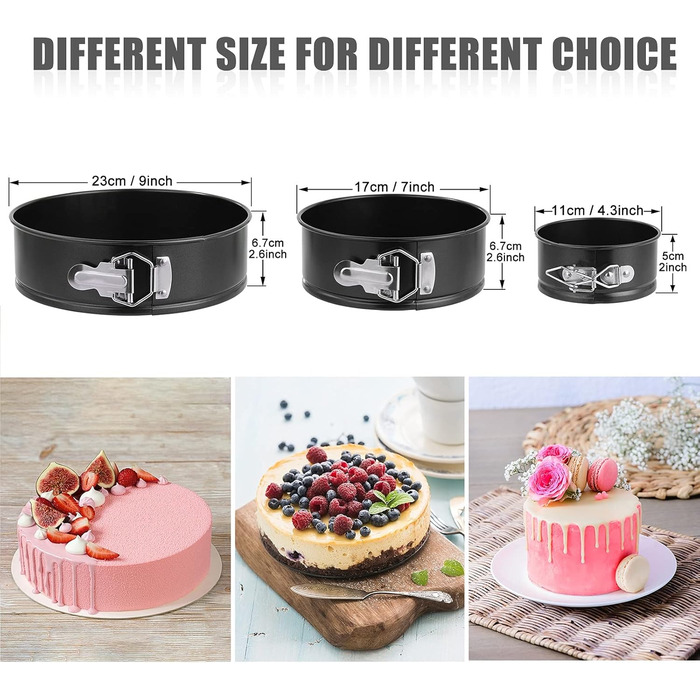 Набір форм для випічки: 3 шт. (11/18/23 см), сталеві, знімний дно, антипригарне покриття