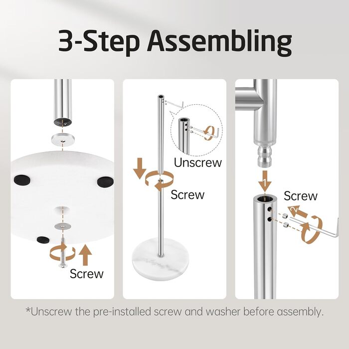 Підставка для рушників KES Gold на ніжці, з мармуровою основою, з нержавіючої сталі 18/8, 3-х секційна, полірована, BTH219-BZ