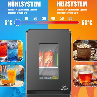 KESSER® Міні холодильник/термобокс 15L: охолодження та підігрів, портативний, 220-240V/12V, для авто, офісу, кемпінгу, чорний