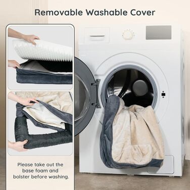 Ортопедичне ліжко для собак BELLA & PAL, 71x59 см - комфортне собаче ліжко з ефектом пам'яті, водовідштовхувальна підкладка, знімний фланелевий чохол, протиковзке дно, сіре