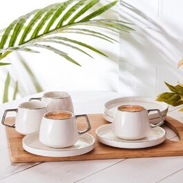 Karaca Saturn Platinum Set with 6 Coffee Cups 90 ml, Porcelain, for Coffee, Tea Service, Espresso Cups, Mocha Cups, Tea, Milk, Turkish Coffee-Espresso Set - Turkish Traditional Coffee Cup