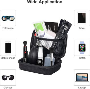 Набір для чищення камери 14-в-1: об'єктиви, фільтри, мобільні телефони. Комплектація: стилус, щітка, повітряний дюймаметр, серветка