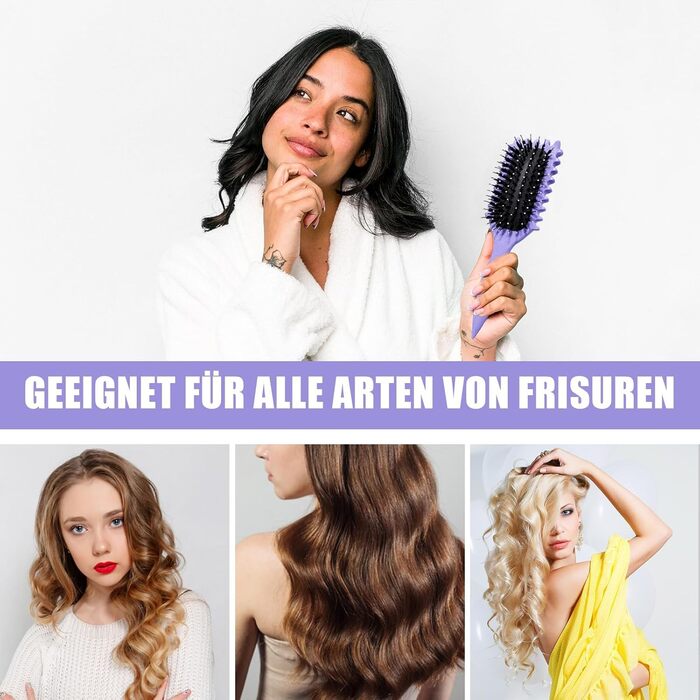 Браш для створення локонів Lockenbürste, фіксуюча щітка для укладки волосся, розпушувач для жінок (фіолетовий)