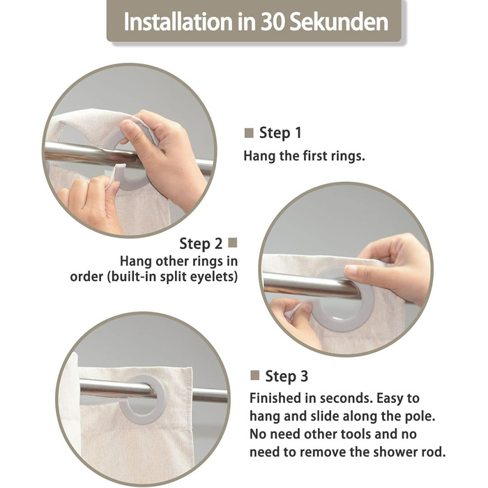 Штора для душу YISURE бежева льоноподібна, 120x200 см, водонепроникна, текстильна, машинне прання