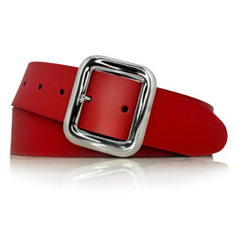 Жіночий шкіряний ремінь Almela з срібною пряжкою, 40 мм, червоний, 110 см