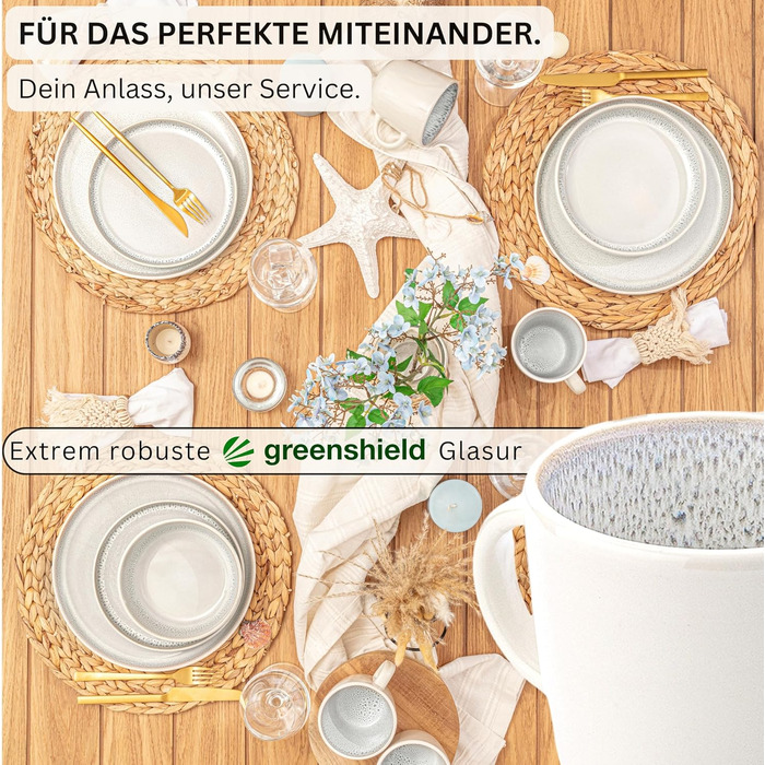 Набір кавових чашок SÄNGER Kreta (6 шт.), 350 мл, кераміка, блакитний, для кави та чаю, миття в посудомийній машині, мікрохвильова піч