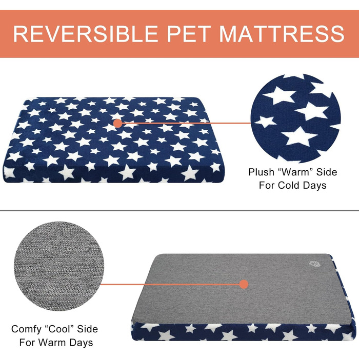 Лежанка для собак EMPSIGN, м'який килимок для перенесення, лежанка для собак знімний та пральний чохол, водонепроникна, для маленьких собак, 61x46x6.6 см, блакитна