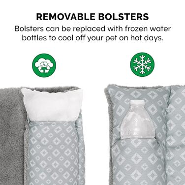 Лягу для собак Furhaven: велике, середнє, мале, для будки, дивана, крісла. Сірий ковдровий лежак з візерунком ромбічної форми, 46x41x7 см