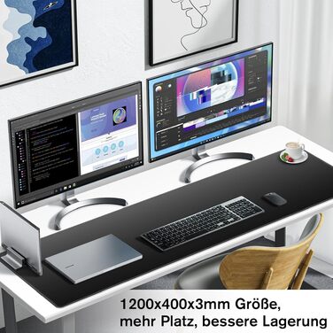 Ігровий килимок для миші Abetcabe Gaming XXL, підкладка на стіл 900 x 400 мм, чорний