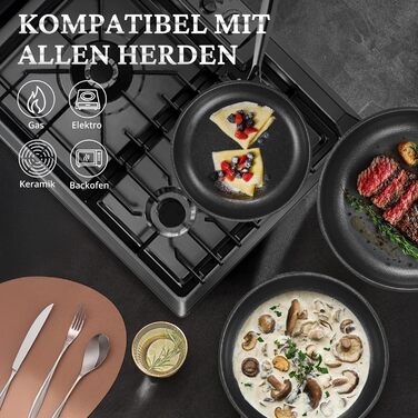 Сковорода KOKHUB 28 см з титано-керамічним покриттям (без PTFE/PFAS), індукційна, 3-шарова антипригарна, для всіх плит, підходить для духовки