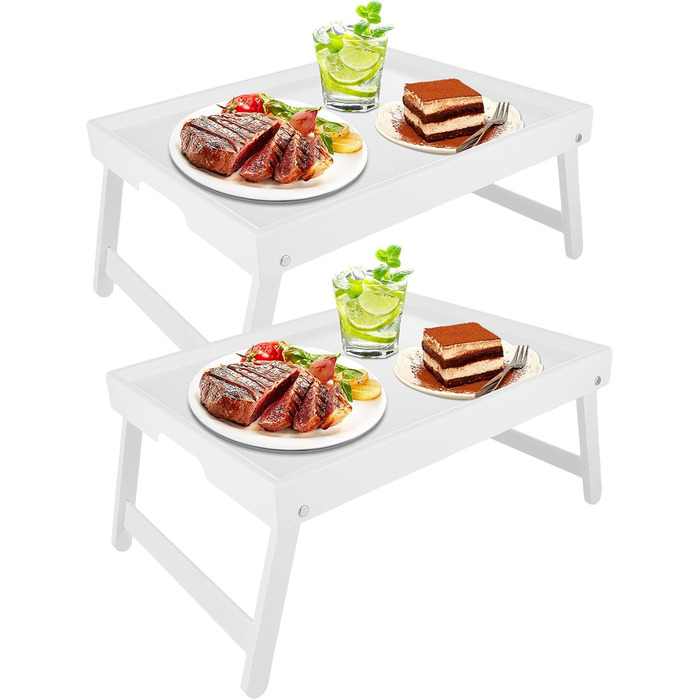 Бамбуковий столик для ліжка SHUESS з відкидними ніжками, 41,5 x 30 x 20,5 см. Ідеально для сніданку, роботи, сервірування та відпочинку на ліжку або дивані