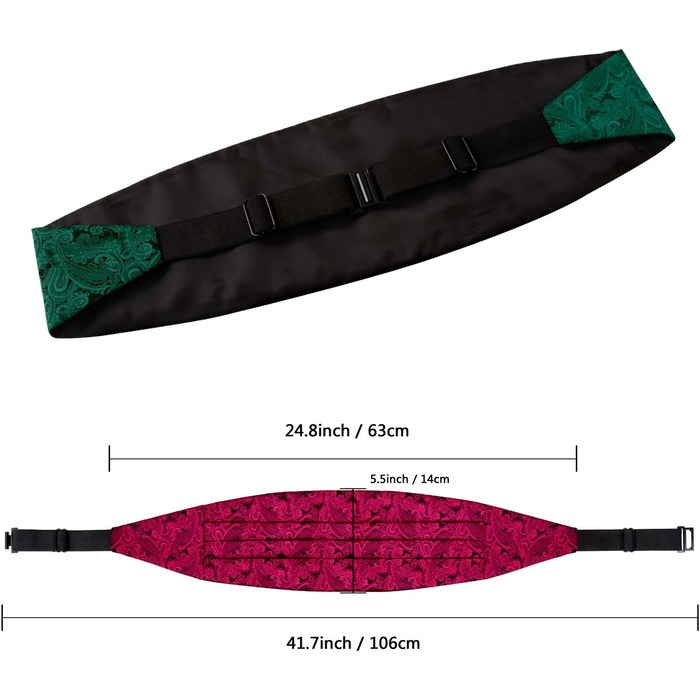 Набір краватка-метелик, ремінь та нагрудна хустинка Alizeal Classic Paisley, темно-зелений, універсальний розмір