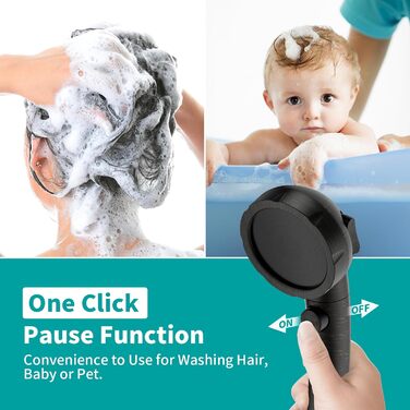 MIAOHUI Modern Handheld Showerhead with On/Off Switch, High-Pressure Showerhead with Handheld, 3 Spray Settings, Detachable Showerhead with Hose, Adjustable Angle Shower Holder (Brushed Nickel) (Oil Rubbed Bronze)